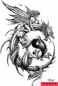 classic popular European and American dragon and elf tattoo pattern
