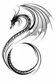ब्लॅक ग्रे स्केच क्रिएटिव्ह वर्चस्व असणारा ड्रॅगन टोटेम उत्कृष्ट टॅटू हस्तलिखित