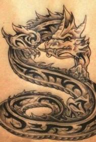 musta ja harmaa lohikäärme tatuointikuvio