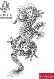Klassisk sortgrå dragon tatoveringsmønster egnet til tatoveringsarm