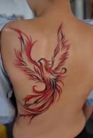 9 red fire phoenix tattoo pattern