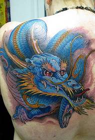 patrón de tatuaxe de dragón traseiro