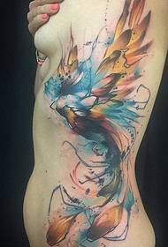 Aquarel Phoenix Tattoo patroon geregenereerd van vernietiging