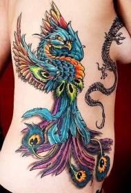 motif de tatouage phoenix couleur côté femelle taille