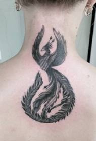 jenter tilbake svart grå skisse punkt torn ferdigheter kreative Phoenix tatoveringsbilder