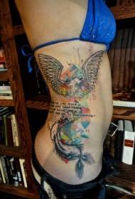 Weiblech Faarf Phoenix Illustratioun Wand Tattoo Muster