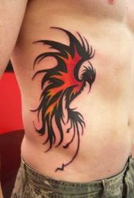 rossu è neru Phoenix totem laterale mudellu di tatuaggi di rib