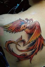 дівчата назад пофарбовані аквареллю творчої особистості червоні крила крила фотографії татуювання фенікс