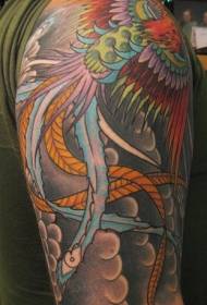 shoulder color phoenix art tattoo pattern