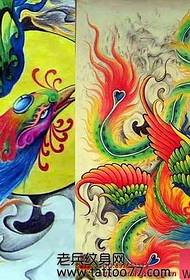 nydelig farge Phoenix tatoveringsmønster