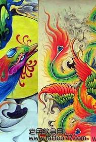 modello di tatuaggio fenice colore splendido