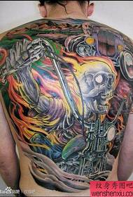 Male back full of back super handsome motorcycle riding tattoo pattern