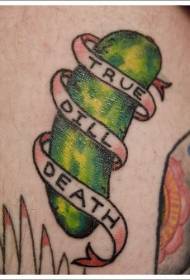 English Letters and Cucumber Tattoo Pattern