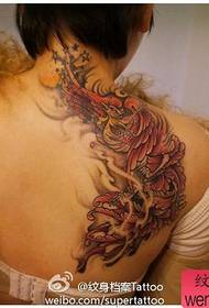 skjønnhet tilbake Fint farge Phoenix tatoveringsmønster