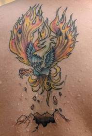 kolor sa likod nga phoenix nga giputlang litrato sa tattoo