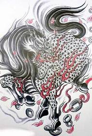 consigliato un tatuaggio di unicorno di bestia fuoco Immagine di modello del manoscritto