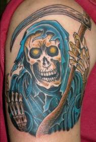 Patrón de tatuaje de Grim Reaper y Blue Shroud