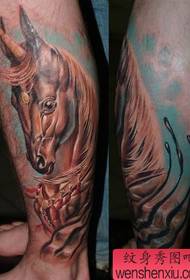 Padrão de tatuagem de unicórnio: Padrão de tatuagem de unicórnio de cor 3D de perna