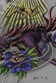 Padrão de tatuagem de besta de Deus: o unicórnio mítico Europa e o padrão de tatuagem de Cupido
