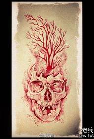 manoscritto popolare popolare del tatuaggio del cranio e dell'albero