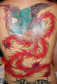 teljes hátsó vörös főnix tetoválás minta