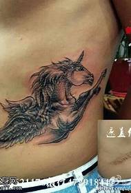 Abdominal Mercedes-Benz Unicorn Tattoo Pattern