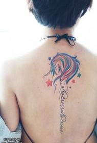 ຮູບແບບ Tattoo Back Rainbow Unicorn