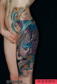 classic beautiful leg phoenix tattoo pattern
