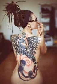 Model de tatuaj Phoenix în spate modern pentru femei