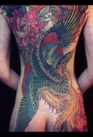 geweldig mooi phoenix terug tattoo-patroon