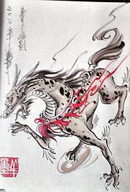 lukisan tinta pola tato unicorn