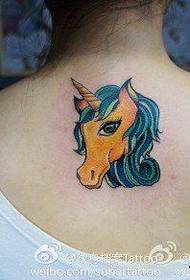 dievča späť karikatúra vzor Unicorn Tattoo