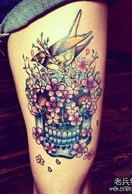 modèle de tatouage belle fleur pop jambes