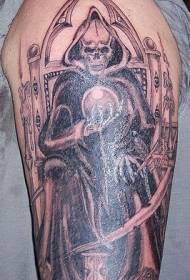 Modello del tatuaggio della sfera magica del trono della morte