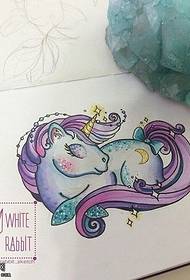 Manuscrittu bellu mudellu di tatuaggio di unicornu