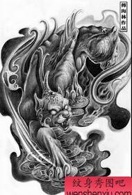 神兽纹身图案:招财神兽貔貅纹身图案