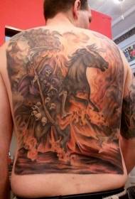 Moške polne hrbtne barve smrti, vzorec tatujev vojni konj