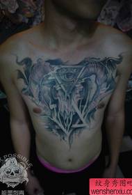 male front chest super handsome cool sheep head tattoo pattern