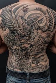 черный серый спиной клен феникс татуировки