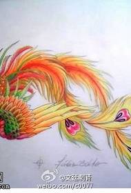 modello bellissimo tatuaggio fenice colore
