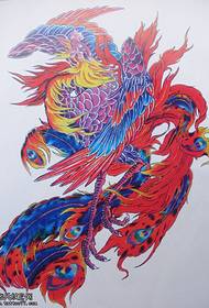färg Phoenix tatuering mönster