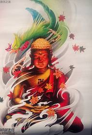 Ŝablono de tatuaje de Buddha Phoenix