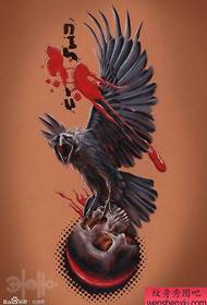 cool klasični uzorak tetovaže vrana i lubanja