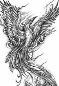 manoscritto del tatuaggio di Phoenix delle ali dominanti creative di schizzo di gray nero