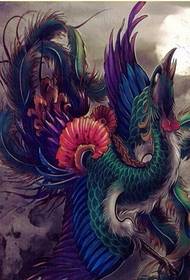modă frumoasă culoare phoenix tatuaj model manuscris imagine