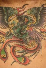 modello di tatuaggio fenice orientale color petto maschile