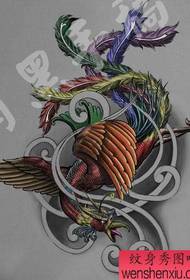 God Beast tattoo-patroon: Kleur God Beast Phoenix tattoo-patroon