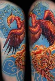 Shoulder Colour Phoenix Flying Tattoo Model