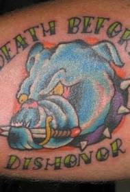 Demon Bulldog cu alfabet englezesc model de tatuaj