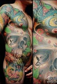 frontale maschile Modello di tatuaggio teschio fresco e bello sul petto